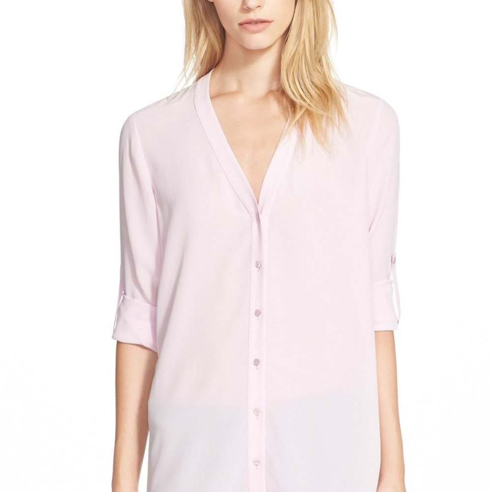 Vince button-down v-neck silk blouse NWT